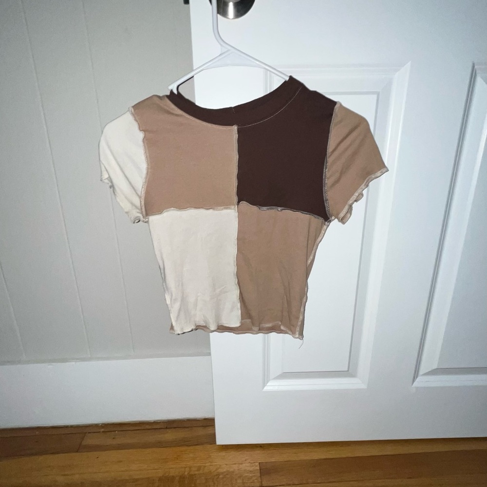 forever 21 brown/tan colorblock crop top